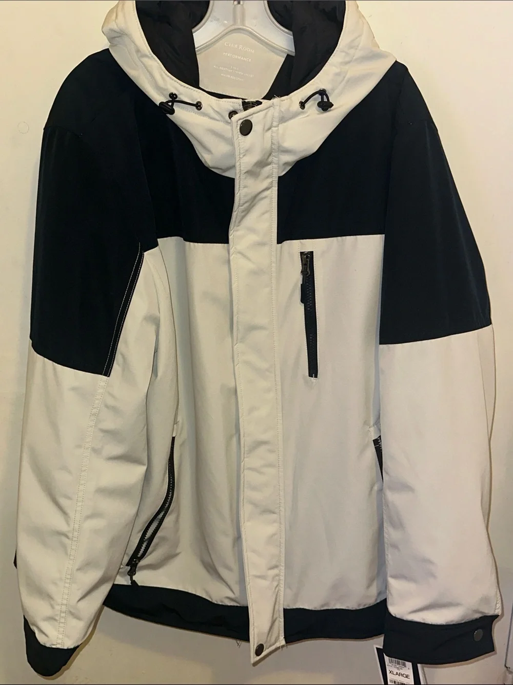 Men's Hooded Ski Jacket - Blue & White